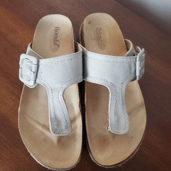 Bjorndal Penelope T-strap Sandals Womens‎ 8 Khaki Boho Lagenlook Casual - Picture 9 of 12